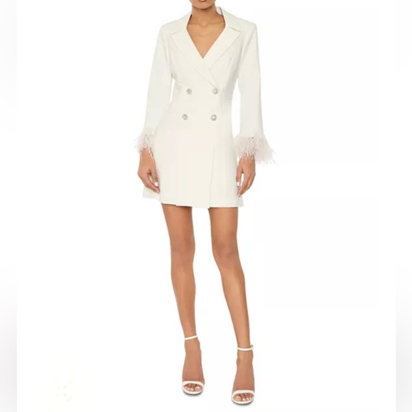 Likely Dresses & Skirts - LIKELY Gloria Feather Trim Blazer Jacket Mini Dress Size 8 NWT
